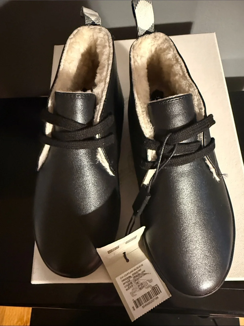 Burberry Black Kids Leather Lace-Up Shoes